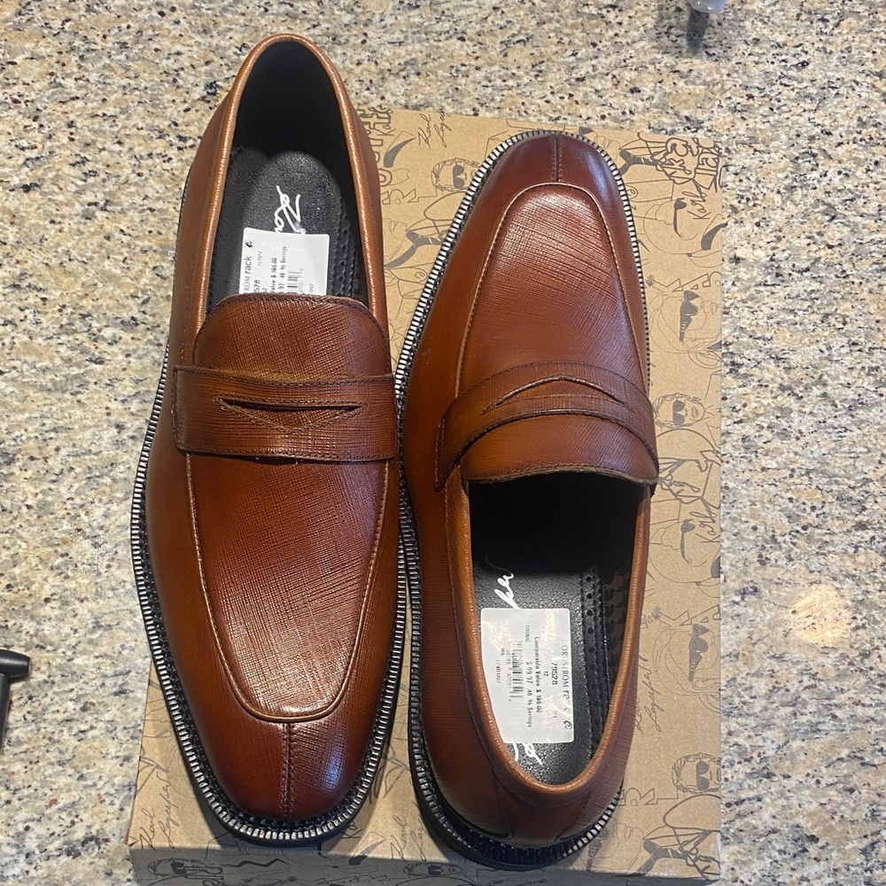 Karl Lagerfeld Chestnut Leather Slip-Ons